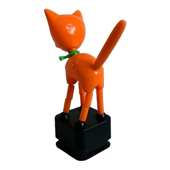 Vintage Orange Cat Push Puppet Toy Kitty Cat Plastic 4" Collectible - Picture 3 of 5